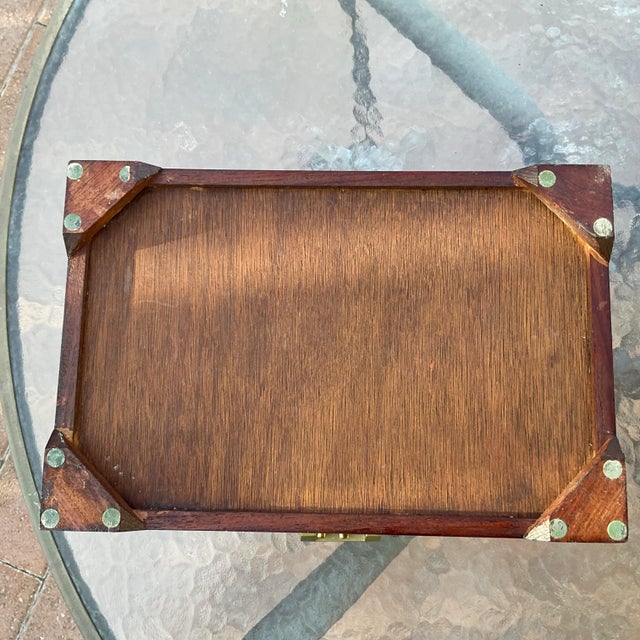 Brown 1970’s Chinese Chinoiserie Brass Mounted Rosewood Jewelry Box For Sale - Image 8 of 8