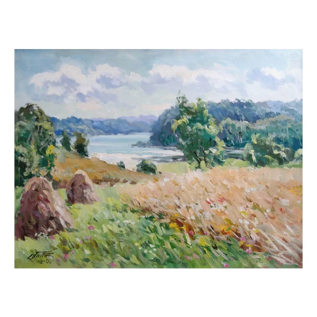 Edgars Vinters, Rye Field, 2000, Oil on Cardboard For Sale