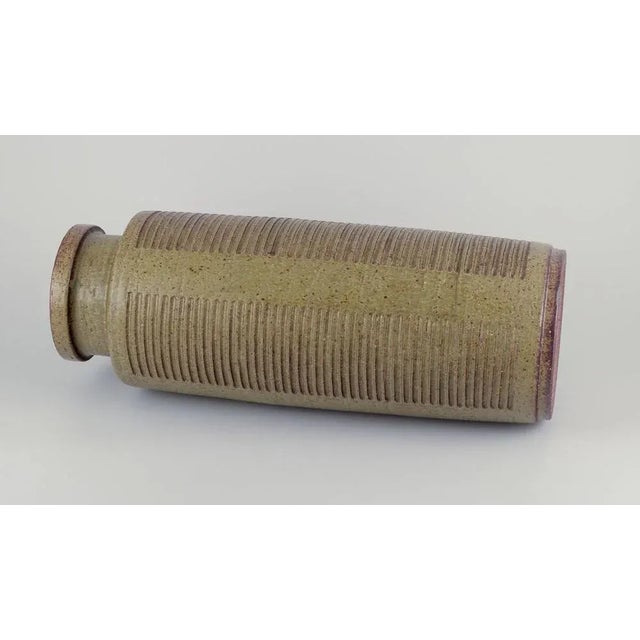 Ceramic Floor Vase with Green and Brown Glaze by Per Linnemann-Schmidt for Palshus For Sale - Image 7 of 10