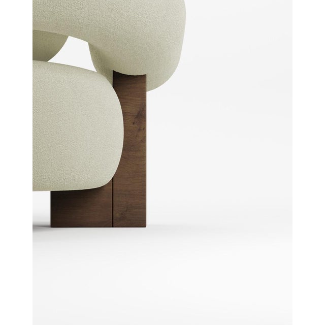 Contemporary Cassete Armchair in Boucle Beige and Smoked Oak by Alter Ego for Collector For Sale - Image 3 of 5