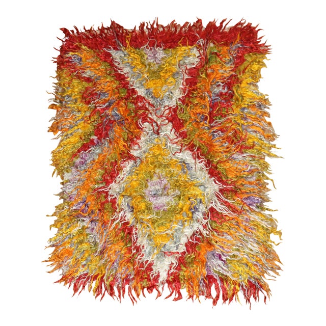 Vintage Tulu Turkish Shag Rug - 3'5" x 4'4" For Sale