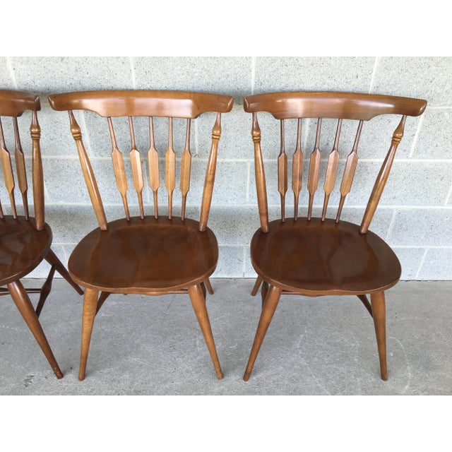 Mid-Century Modern Unique Furniture Solid Maple Side Chairs - Set of 4 For Sale - Image 3 of 13