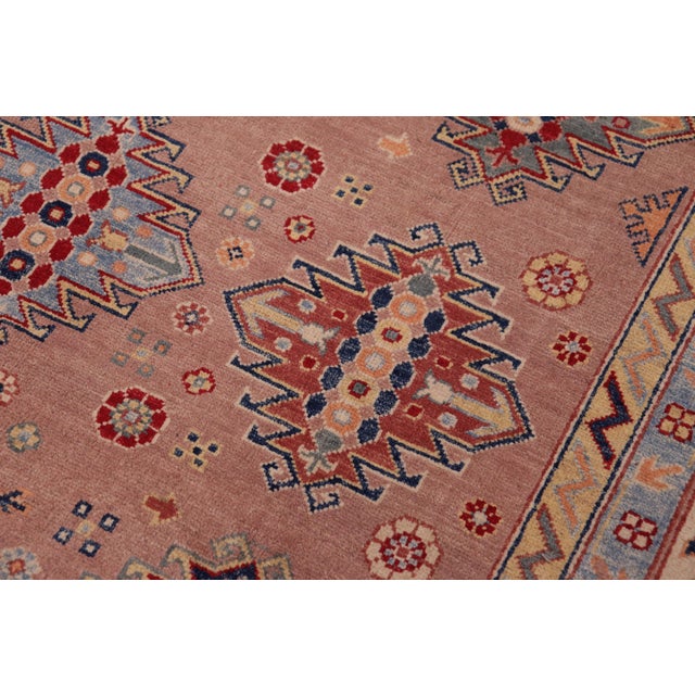 1990s Bohemian Kazak Rose/Beige Wool Rug - 9'1'' X 12'0'' For Sale In New York - Image 6 of 7