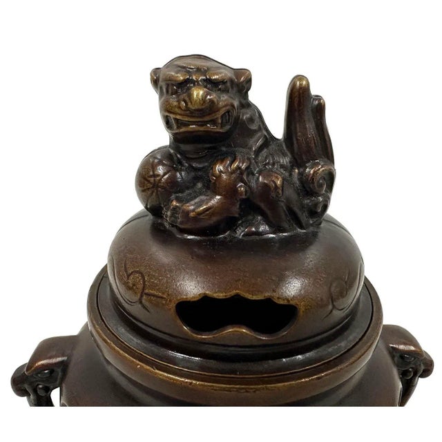 20th Century Vintage Chinese Bronze Incense Burner For Sale - Image 4 of 10