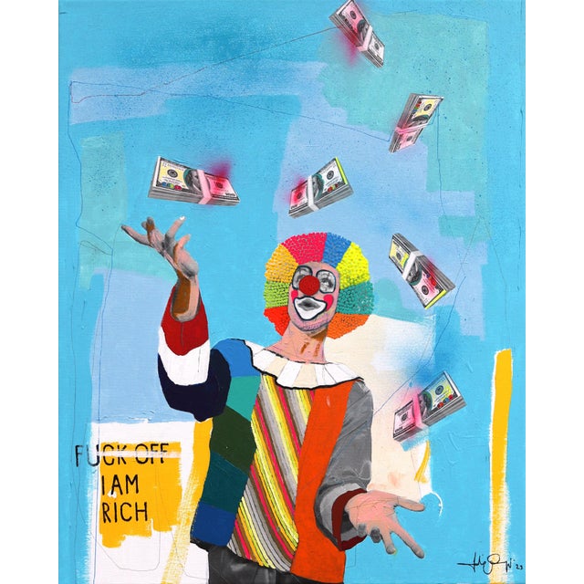 Fuck Off I Am Rich - Original Contemporary Pop Art Mixed Media Painting on Canvas by Fabio Coruzzi For Sale - Image 12 of 14