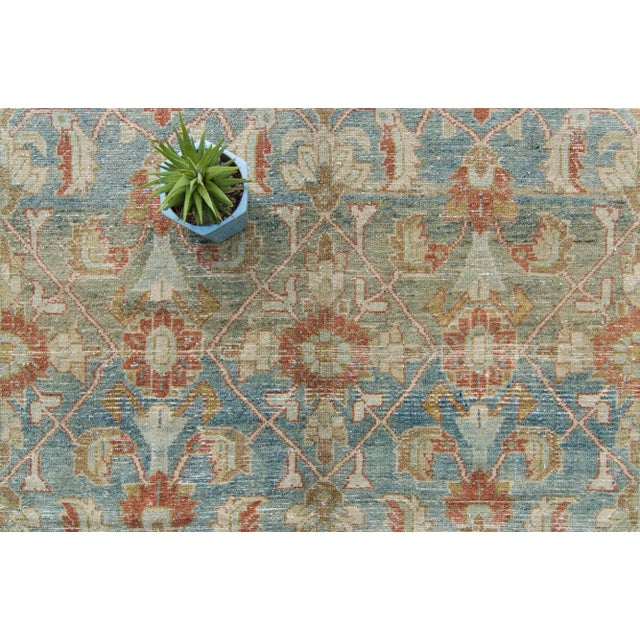 1940s Vintage Allover Blue Terra Cotta Hand Knotted Rug - 4’6” X 6’10” For Sale In Los Angeles - Image 6 of 11
