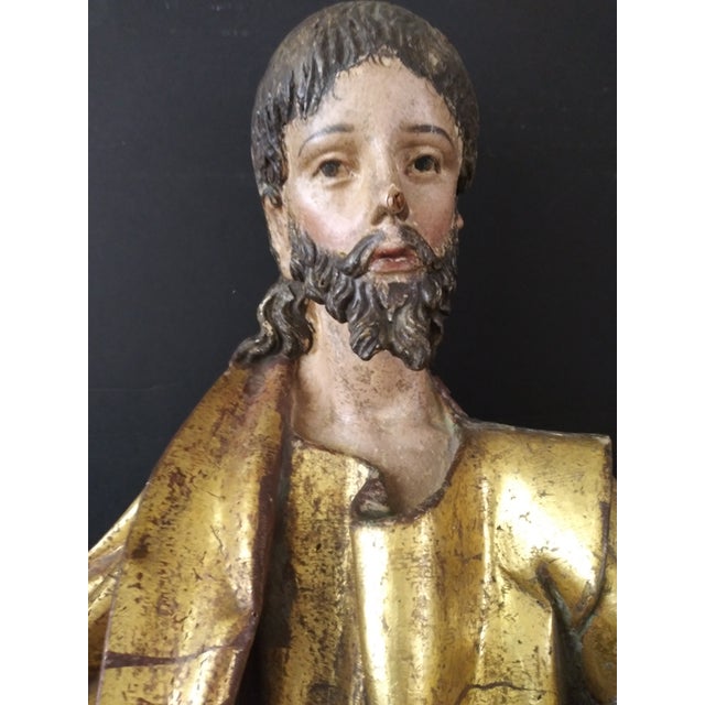 18th Century Spanish Carved Gilt and Polychrome Wood Saint Paul For Sale - Image 6 of 8