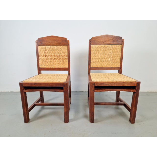 Set of Art Deco Dutch Haagse School Oak Rattan Chair, 1930s For Sale - Image 10 of 15