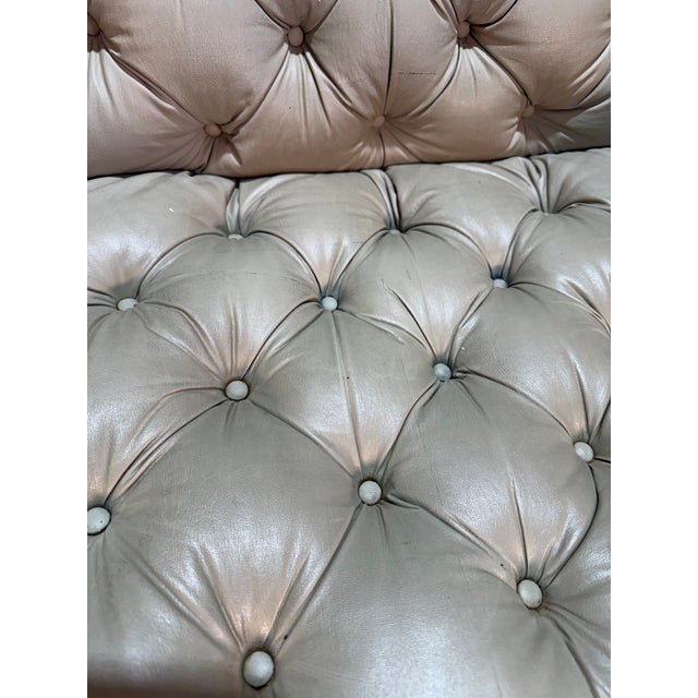 1970s Mid Century Chrome Flat Bar Tufted Chair For Sale - Image 11 of 12