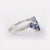 Flanked Diamonds & 1.46ct Blue Sapphire Chevron 'V' Ring Size 7 For Sale - Image 4 of 14