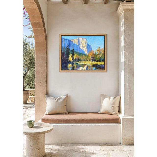 Mid-Century Modern El Capitan in Autumn Gold - Original Oil Painting Landscape For Sale - Image 3 of 10