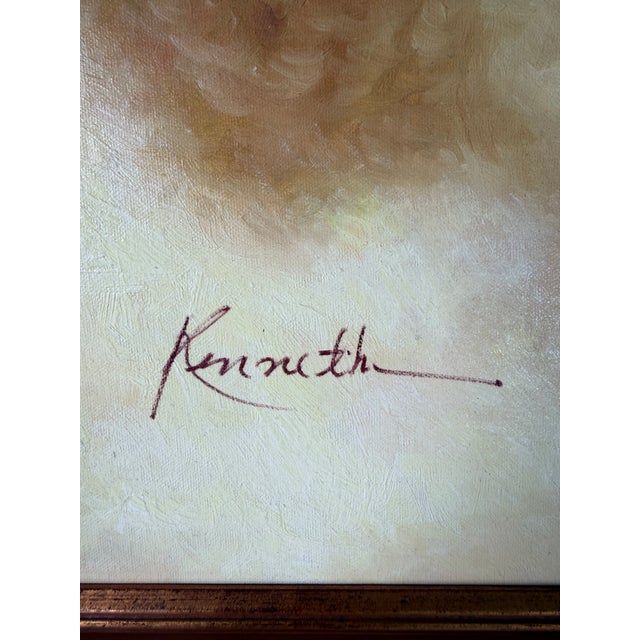 Vintage Kenneth Rustic Western Cowboy Oil on Canvas Painting – Framed For Sale - Image 14 of 15