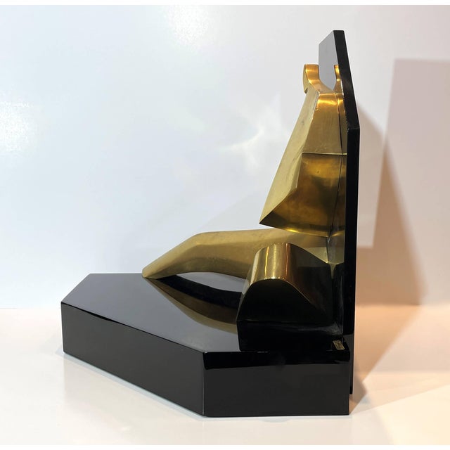 Abstract Late 20th Century Italian Bronze Figural Sculpture on Black Acrylic Base For Sale - Image 3 of 7