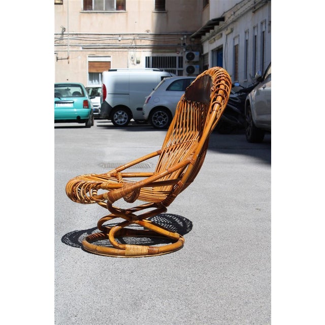 Italian Bamboo Armchair by Tito Agnoli, 1950s For Sale - Image 9 of 11