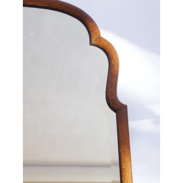 Antique Farmhouse Dutch Oak Scalloped Mirror For Sale - Image 5 of 12