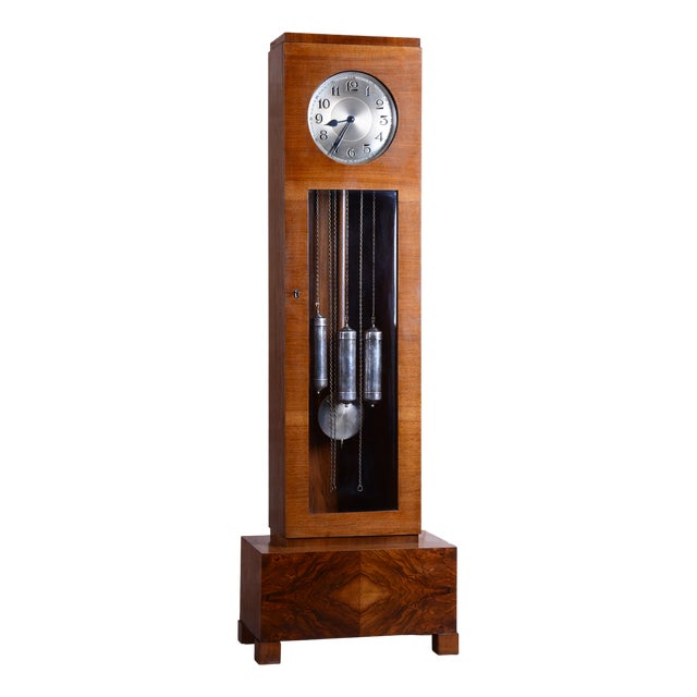 Art Deco Longcase Clock in Walnut and Spruce, 1920s For Sale
