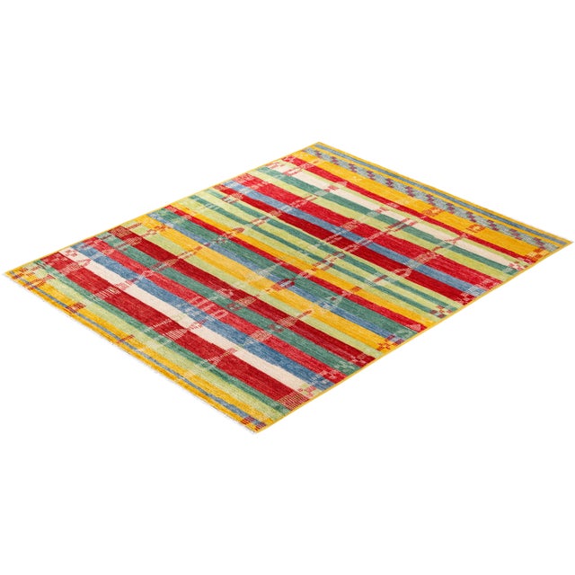 Gold Modern, One-of-a-Kind Handmade Area Rug - Multi, 8' 2" x 10' 1" For Sale - Image 8 of 8