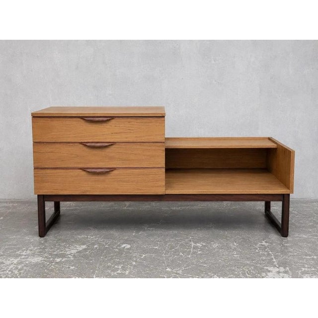 Mid-Century European Teak and Formica Storage Bench with Drawers, 1960s For Sale - Image 3 of 7