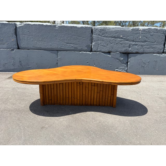 Large Rattan Biomorphic Coffee Table, Usa 1950 For Sale - Image 13 of 17