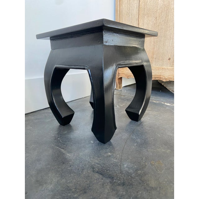 Late 20th Century Vintage Curved Leg Black Stool For Sale - Image 4 of 8