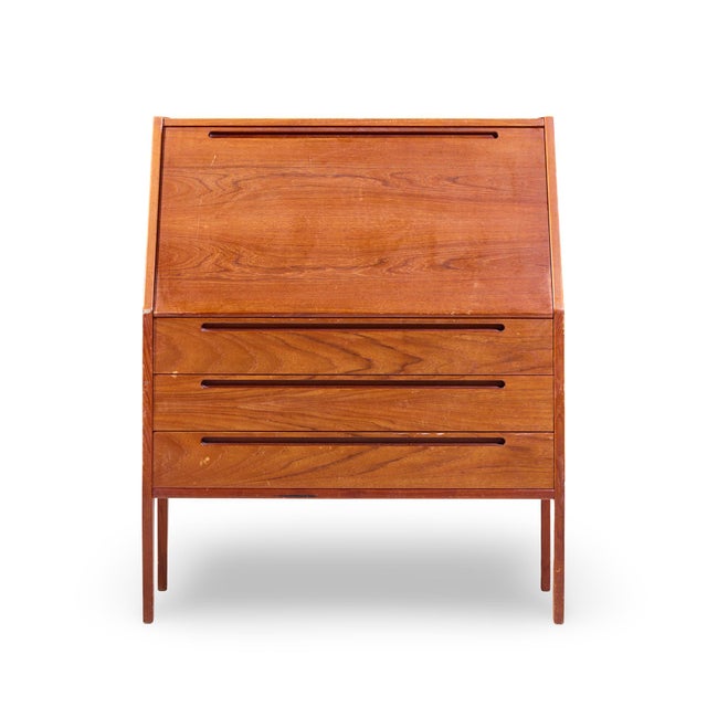 Kai Kristiansen for Tørring Møbelfabrik Mid Century Danish Teak Secretary Desk This secretary desk measures: 35.25 wide x...