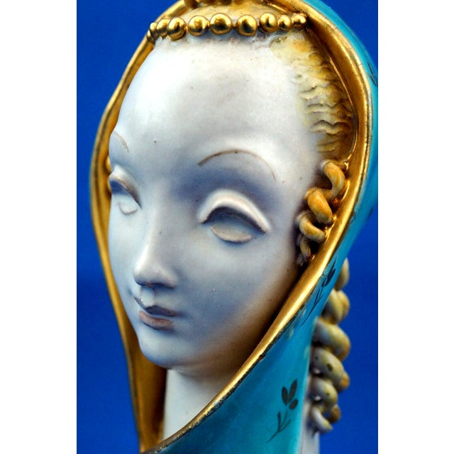 Majolica Ceramic Bust Sculpture of Madonna by Eugenio Pattarino, Italy, 1920s-1940s For Sale - Image 16 of 18