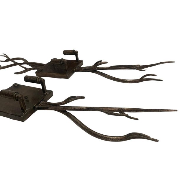 Contemporary Global Views Cast Metal "Twig" Branch Wall Sconces - A Pair For Sale - Image 3 of 8