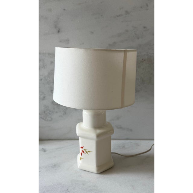 Mid 20th Century Small Hand Painted Ceramic Table Lamp For Sale - Image 5 of 8