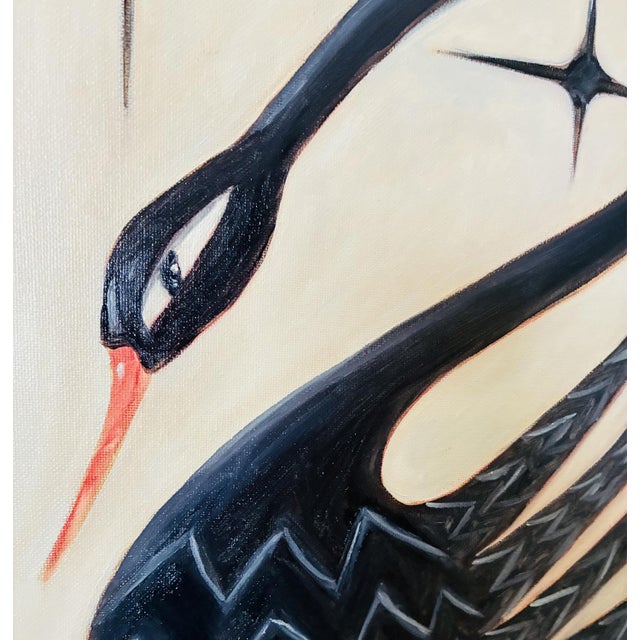 Original Framed Swan Painting Wall Art, Oil on Canvas in Gold Frame, 11" X 14" Minimalist Boho Home Decor by Tatiana Duperault For Sale - Image 4 of 5