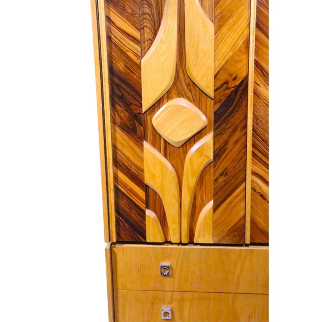 Brutalist Organic Mid Century Modern Tobago Armoire Chifferobe Made in Canada C 1970's For Sale - Image 14 of 16