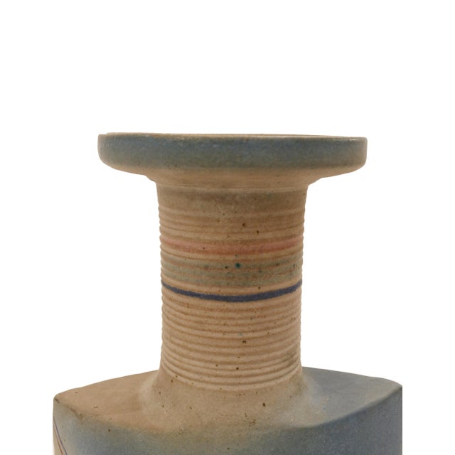 Large decorative Modernist ceramic vase designed by Ivo de Santis for Gli Utruschi. Earthen tones with colorful accents...