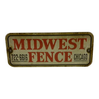 Vintage "Midwest Fence" Porcelain Sign For Sale