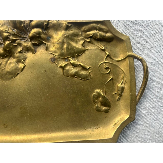 Antique Art Nouveau bronze dore (gilt bronze) vide-poche tray, c. 1890. Signed and marked F. Claessens France lower right,...