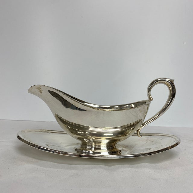 Vintage Gorham Silver Plate Gravy Boat with Attached Plate Chairish