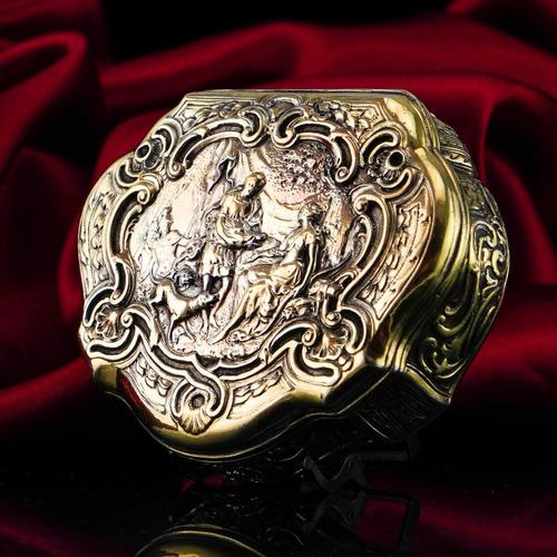 Antique Silver Gilt Table Snuff Box with Rococo Motif and Meleager Boar Head Scene, 18th Century For Sale - Image 18 of 18
