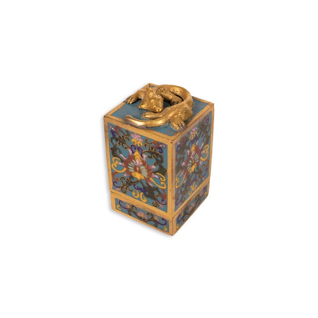 Metal Vintage Chinese Qing Dynasty Desk or Calligraphy Set Cloisonne Asian Scholar For Sale - Image 7 of 10