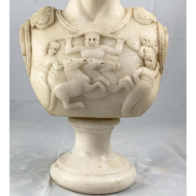 White 20th Century White Marble Bust of a Roman General For Sale - Image 8 of 13
