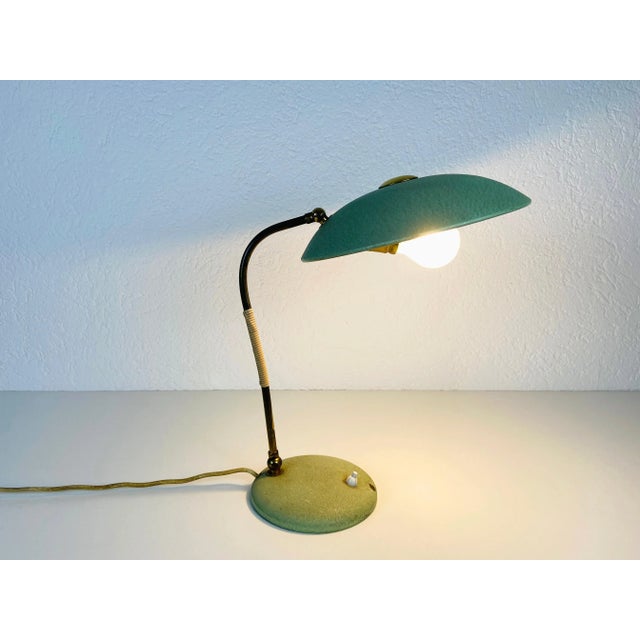 1960s Green Italian Table Lamp in the Style of Stilnovo, Italy For Sale - Image 11 of 13