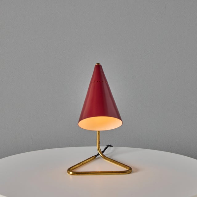 1950s 1950s Giuseppe Ostuni Red Conical Table Lamp for Oluce For Sale - Image 5 of 18