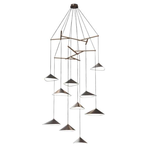 Emily V10 Vertical Chandelier in Steel with Dark Bronze Finish by Moss Objects For Sale - Image 10 of 10
