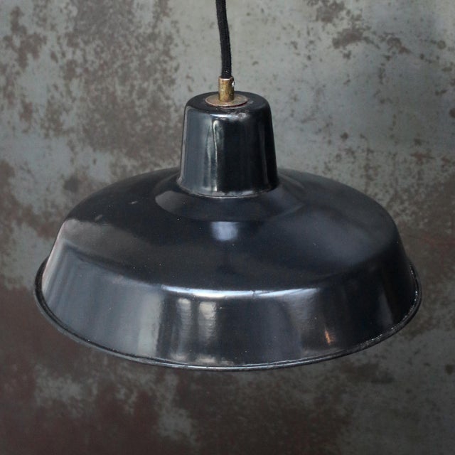 Industrial Vintage Industrial French Black Enamel Pendant Lights For Sale - Image 3 of 5