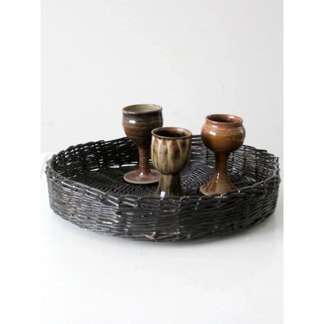 Vintage Black Centerpiece Basket Tray For Sale - Image 6 of 11