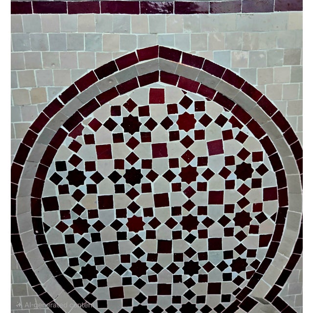 This stunning 2 color beige and burgundy handmade Moroccan mosaic tile fountain comes directly from the artisans of...