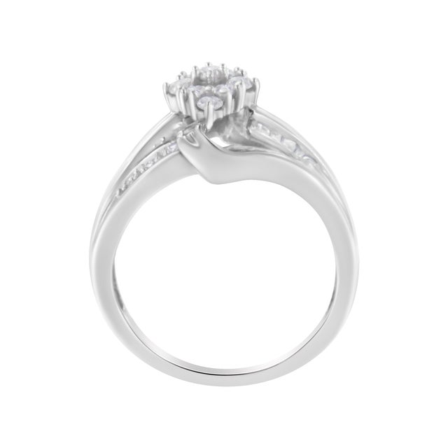 Haus of Brilliance 10K White Gold 1/2 cttw Diamond Cluster Ring (H-I Clarity, I2-I3 Color) - Size 8 For Sale - Image 4 of 6