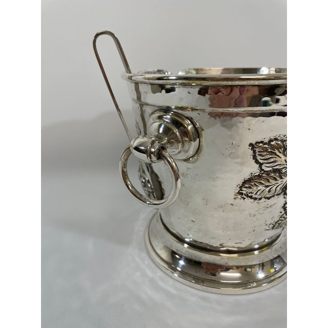 Metal 1970s Italian Silverplated Grape Motif Ice Bucket With Drain and Tongs For Sale - Image 7 of 18