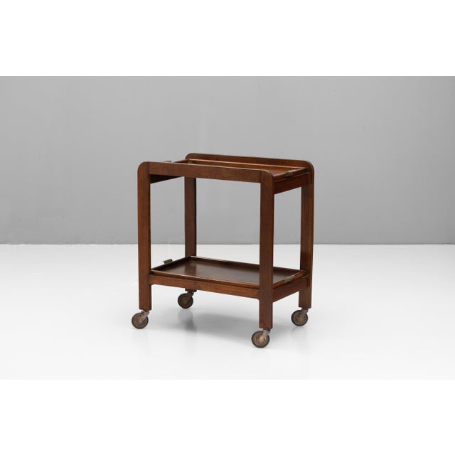 Brown Oak Drinks Trolley, 1950 For Sale - Image 8 of 8