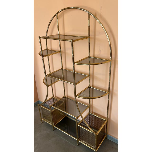 1970s Brass Faux Bamboo Etagere Unit, Hollywood Regency 1980s For Sale - Image 12 of 18
