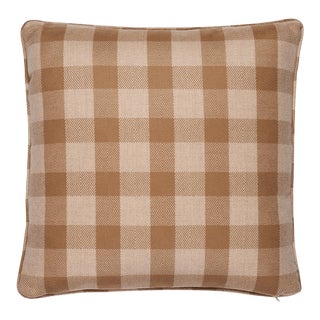 Schumacher Galt Wool Check 22" Pillow in Coffee For Sale
