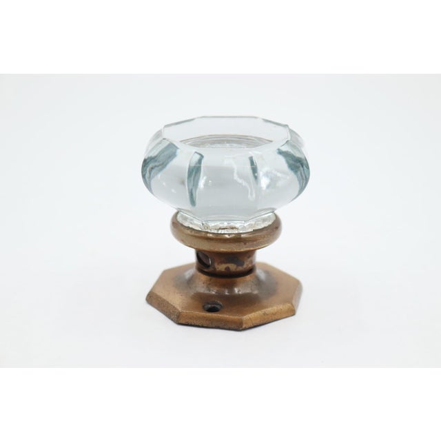 Vintage Octagon Glass Brass Dummy Door Knob For Sale - Image 4 of 6