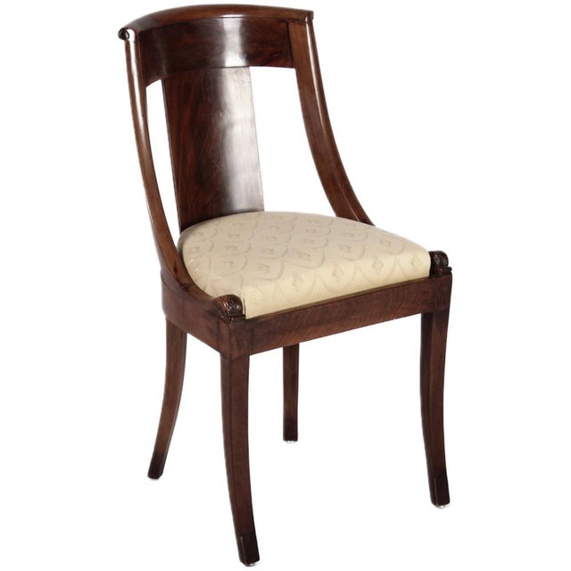 Hollywood Regency Antique Gondola Chairs in Mahogany, 1830, Set of 4 For Sale - Image 3 of 18